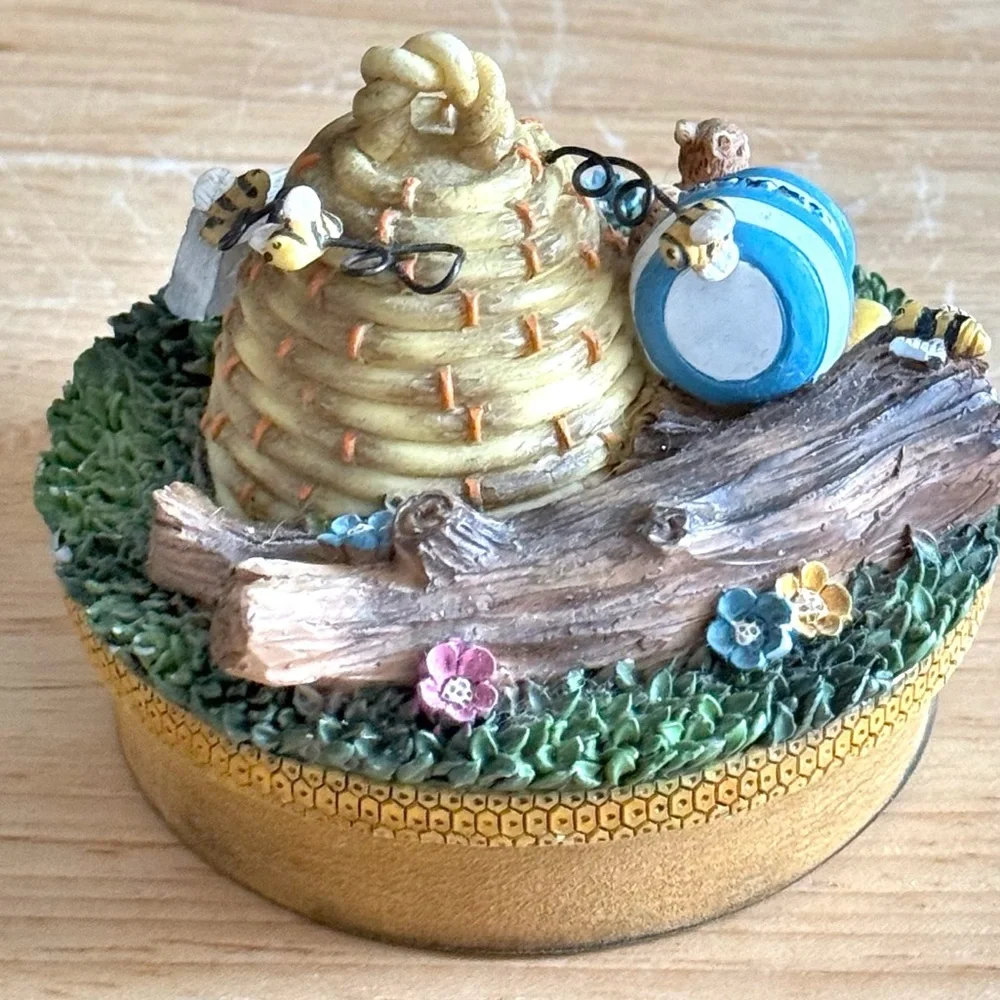 Vintage Our America Beehive Candle Jar Lid Topper Woodland Bee Cottage Farmhouse